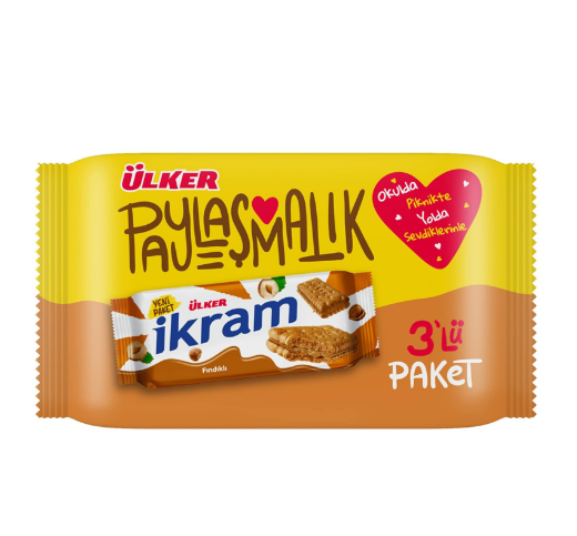 ÜLKER İKRAM FINDIKLI KREMALI BİSKÜVİ 3 LÜ PAKET