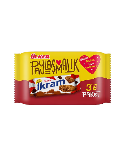 ÜLKER İKRAM ÇİKOLATALI KREMALI BİSKÜVİ 3 LÜ PAKET