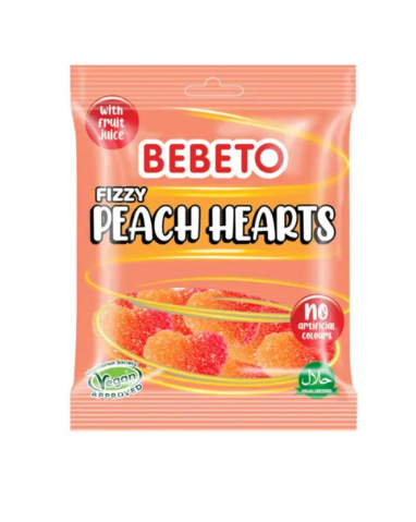 BEBETO FIZZY PEACH HEARTS