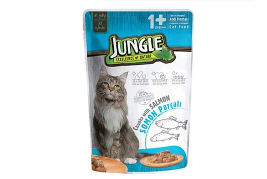 JUNGLE POUCH KEDİ YETİŞKİN SOMON PARÇALI 100 GR