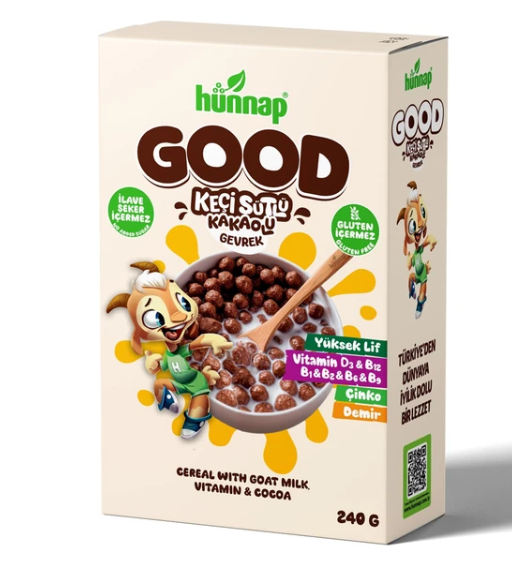 HÜNNAP GOOD KEÇİ SÜTLÜ KAKAOLU ŞEKERSİZ GEVREK 240 GR